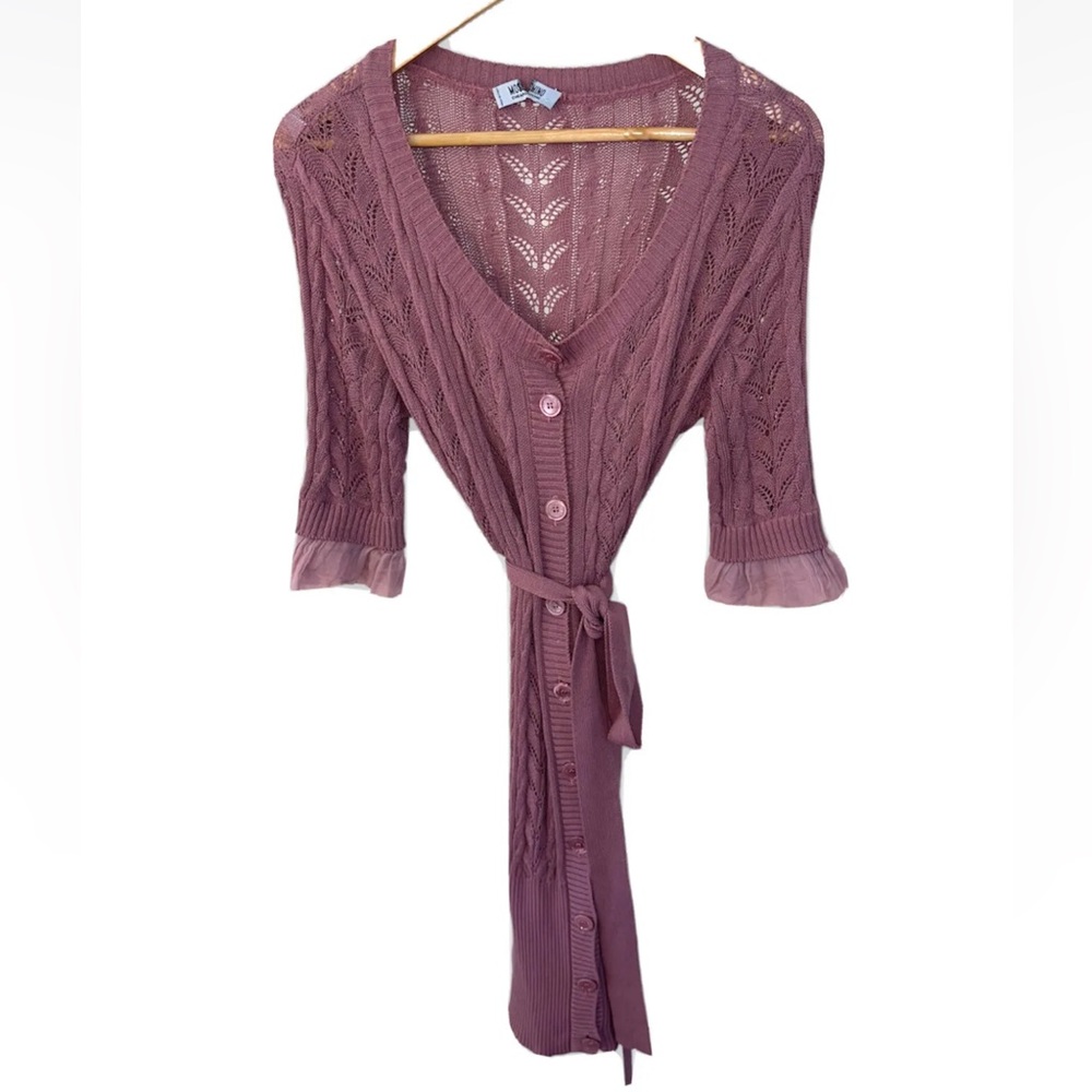 Moschino Knit 3/4 sleeve cardigan sweater Women’s Size 10 Purple